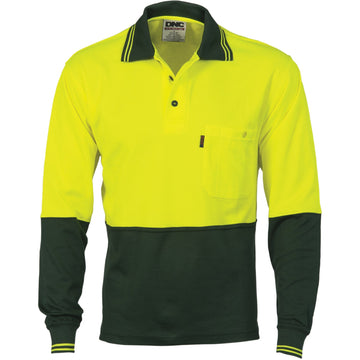 DNC Cotton Back Hi Vis L/S Two Tone Fluoro Polo (3816)