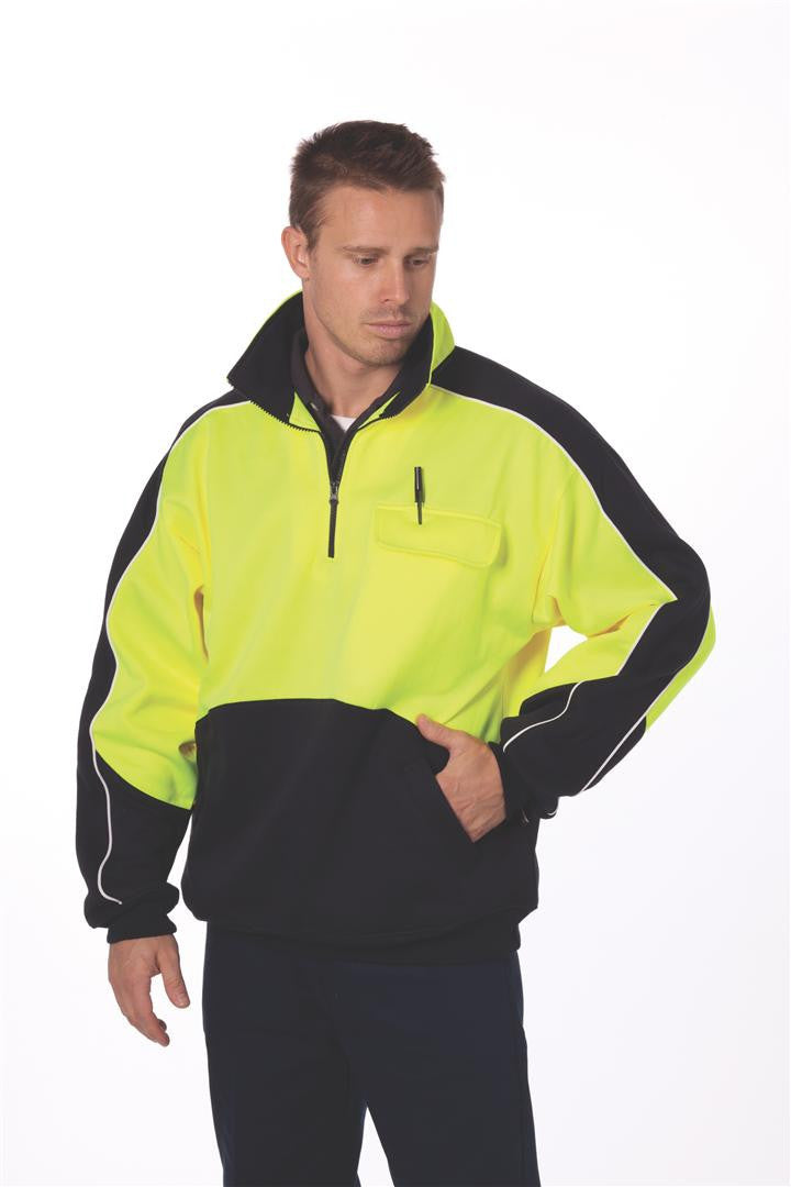 DNC Hi Vis Two Tone 1/2 Zip Hi Neck Panel Fleecy Windcheater (3823)