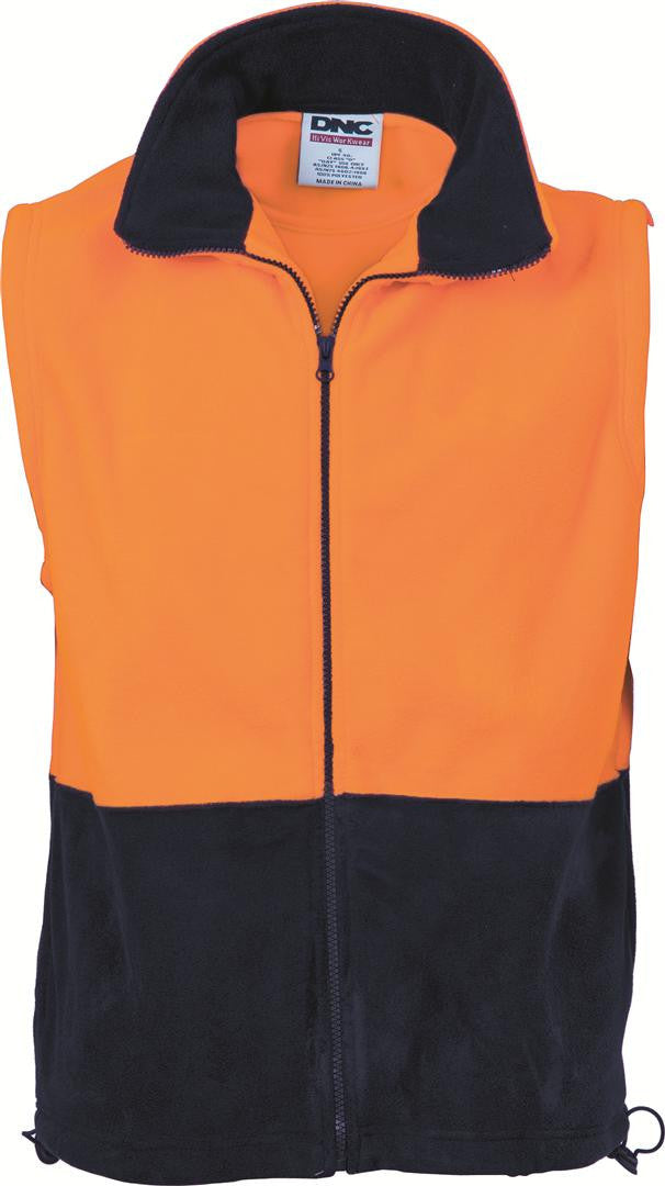 DNC Hi Vis Two Tone Full Zip Polar Fleece Vest (3828)