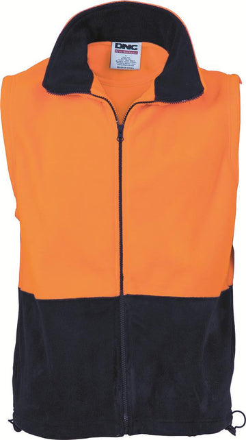 DNC Hi Vis Two Tone Full Zip Polar Fleece Vest (3828)