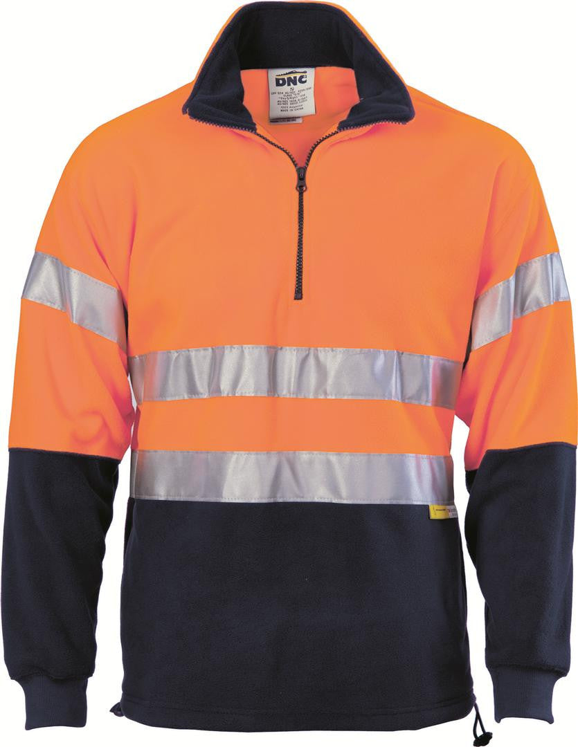 DNC Hi Vis Two Tone 1/2 Zip Polar Fleece With 3M R/Tape (3829)