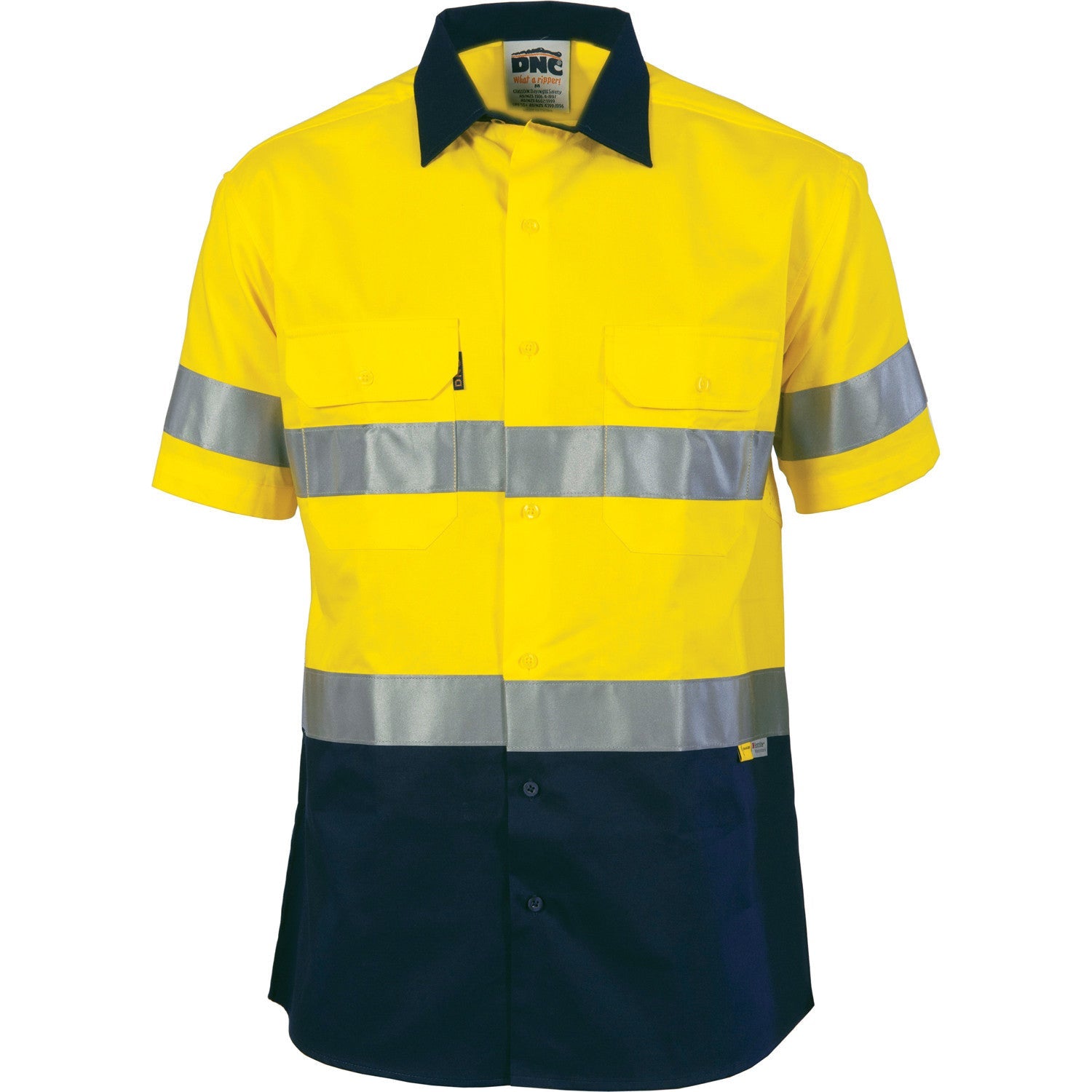 DNC Hi Vis Two Tone Drill Shirt With 3M 8906 R/Tape Short Sleeve (3833)