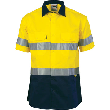 DNC Hi Vis Two Tone Drill Shirt With 3M 8906 R/Tape Short Sleeve (3833)