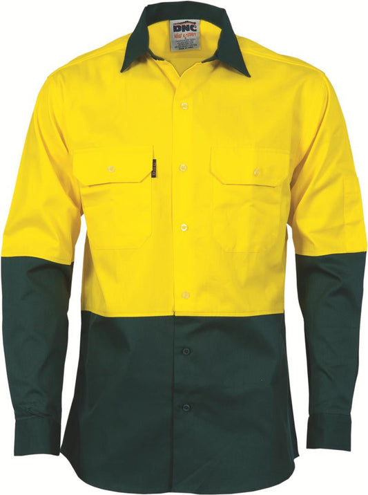 DNC Hi Vis Two Tone Cool Breeze Cotton Shirt Long Sleeve (3840)