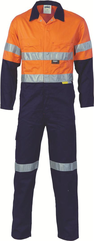 DNC Hi Vis Two Tone Cotton Coverall With 3M R/Tape (3855)