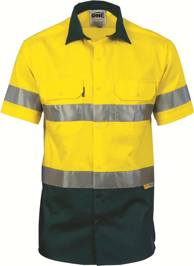 DNC Hi Vis Two Tone Cool Breeze Cotton Shirt With 3M Reflective Tape S/S (3887)