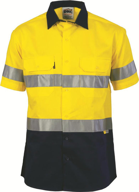 DNC Hi Vis Two Tone Cool Breeze Cotton Shirt With 3M Reflective Tape S/S (3887)