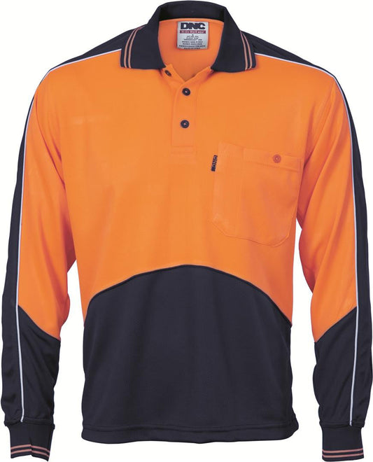 DNC Hi Vis Cool Breathe Panel Polo Shirt Long Sleeve (3892)