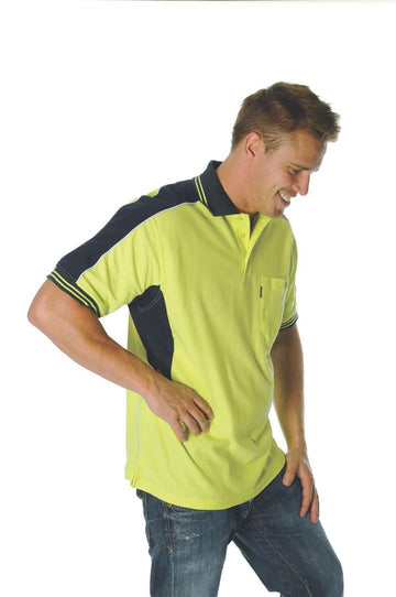 DNC Hi Vis Poly/Cotton Contrast Panel Polo S/S (3895)