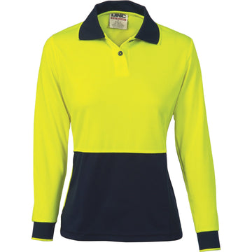 DNC Ladies Hi Vis Two Tone Polo Shirt Long Sleeve (3898)