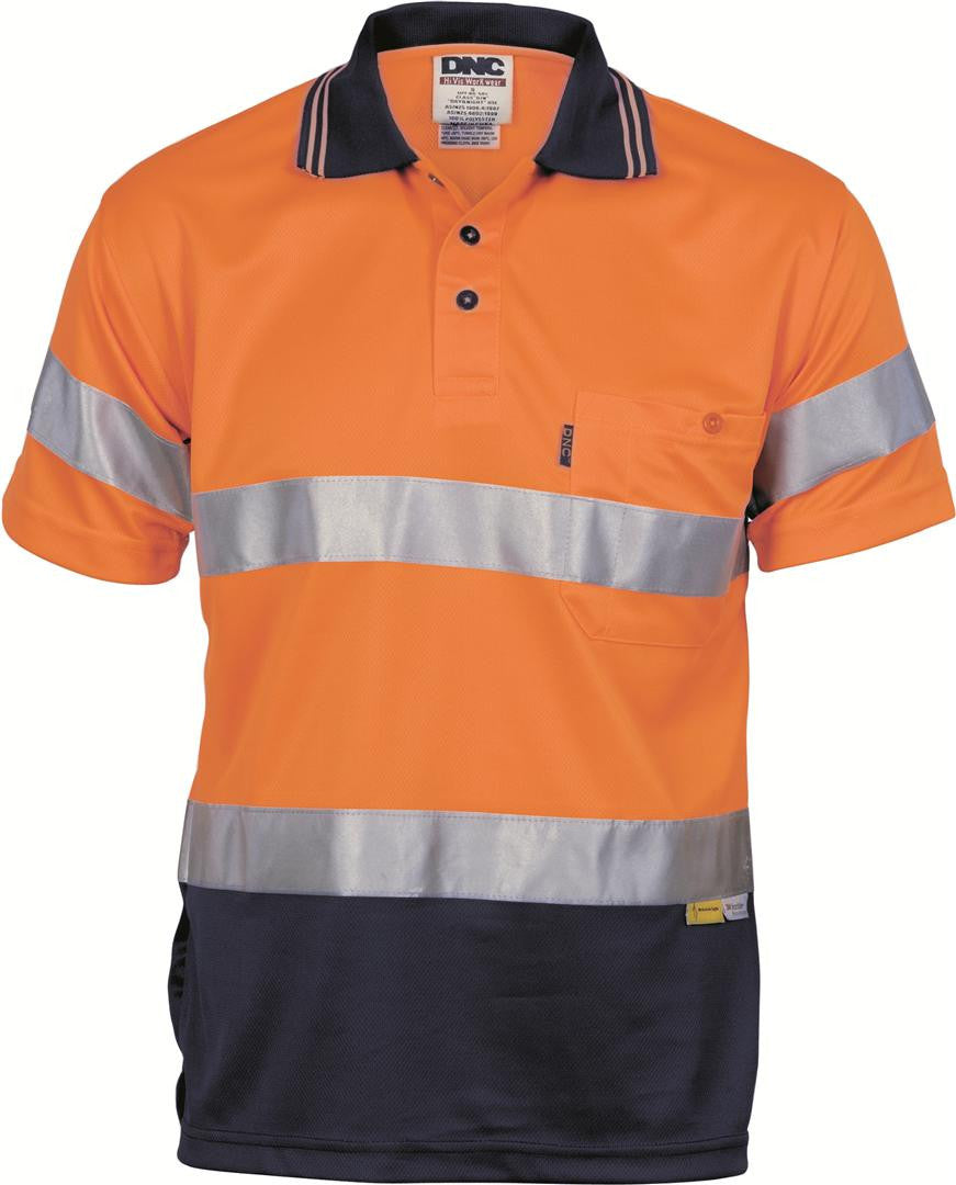 DNC Hi Vis D/N Cool Breathe Polo Shirt With 3M 8906 R/Tape Short Sleeve (3911)