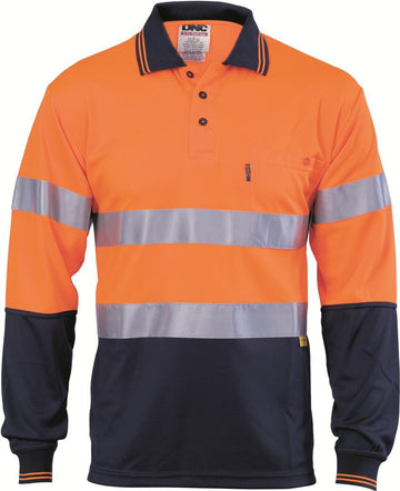 DNC Hi Vis D/N Cool Breathe Polo Shirt With 3M 8906 R/Tape Long Sleeve (3913)