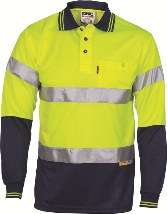DNC Hi Vis D/N Cool Breathe Polo Shirt With 3M 8906 R/Tape Long Sleeve (3913)