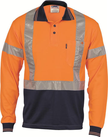 DNC Hi Vis D/N Cool Breathe Polo Shirt With Cross Back R/Tape Long Sleeve (3914)