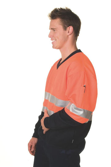 DNC Hi Vis Two Tone 1/2 Zip Cotton Fleecy Windcheater (3923)