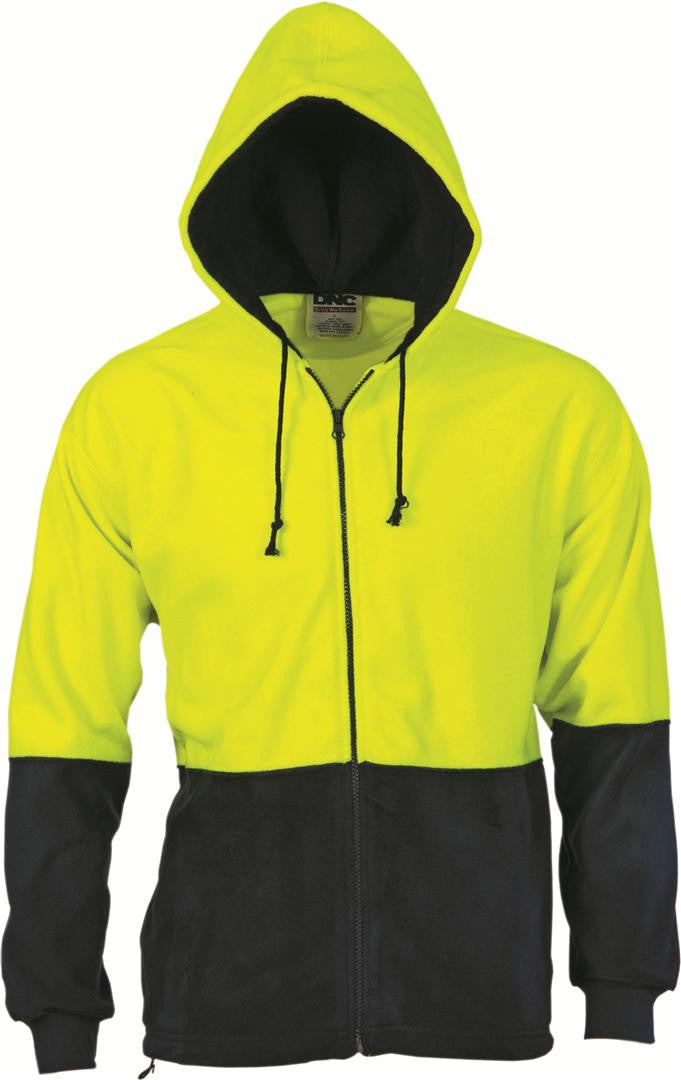 DNC Hi Vis Two Tone Full Zip Polar Fleece Hoodie (3927)
