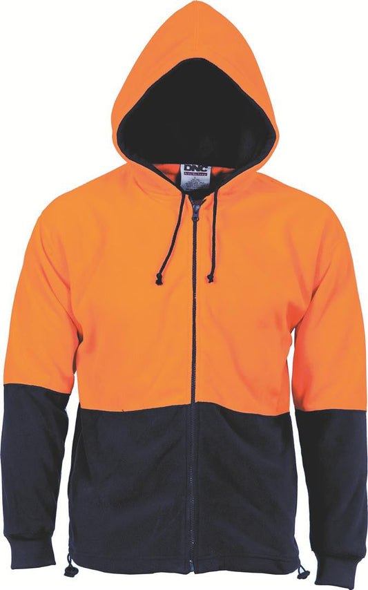 DNC Hi Vis Two Tone Full Zip Polar Fleece Hoodie (3927)