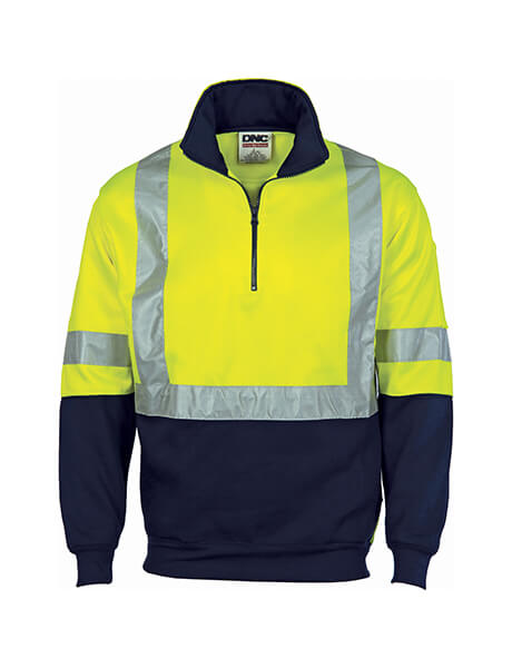 DNC Hi Vis Cross Back D/N Two Tone 1/2 Zip Fleecy Sweat Shirt (3929)