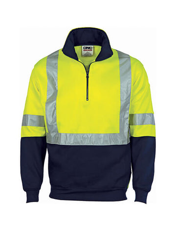 DNC Hi Vis Cross Back D/N Two Tone 1/2 Zip Fleecy Sweat Shirt (3929)