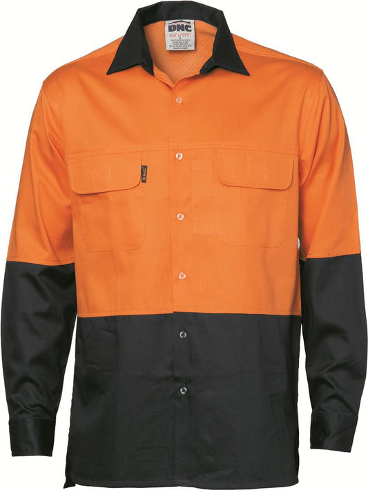DNC Hi Vis 3 Way Cool Breeze L/S Cotton Shirt (3938)