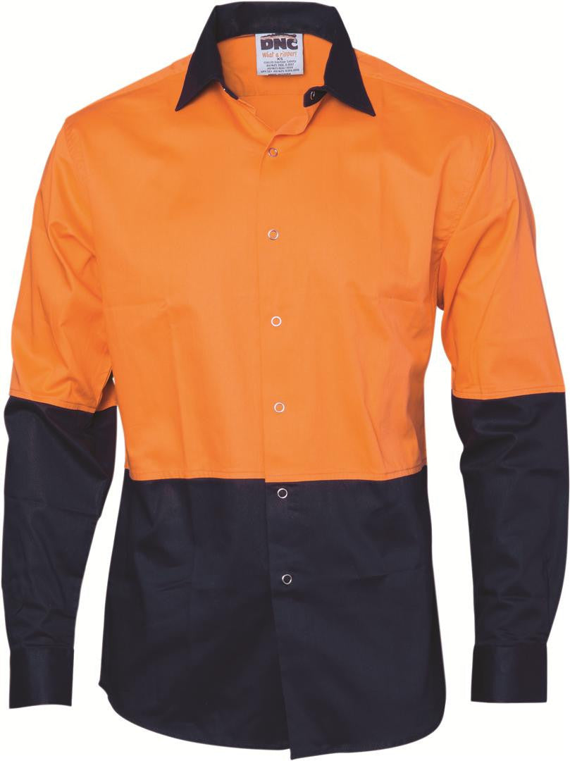 DNC Hi Vis Food Industry Cool Breeze Cotton Shirt Long Sleeve (3942)
