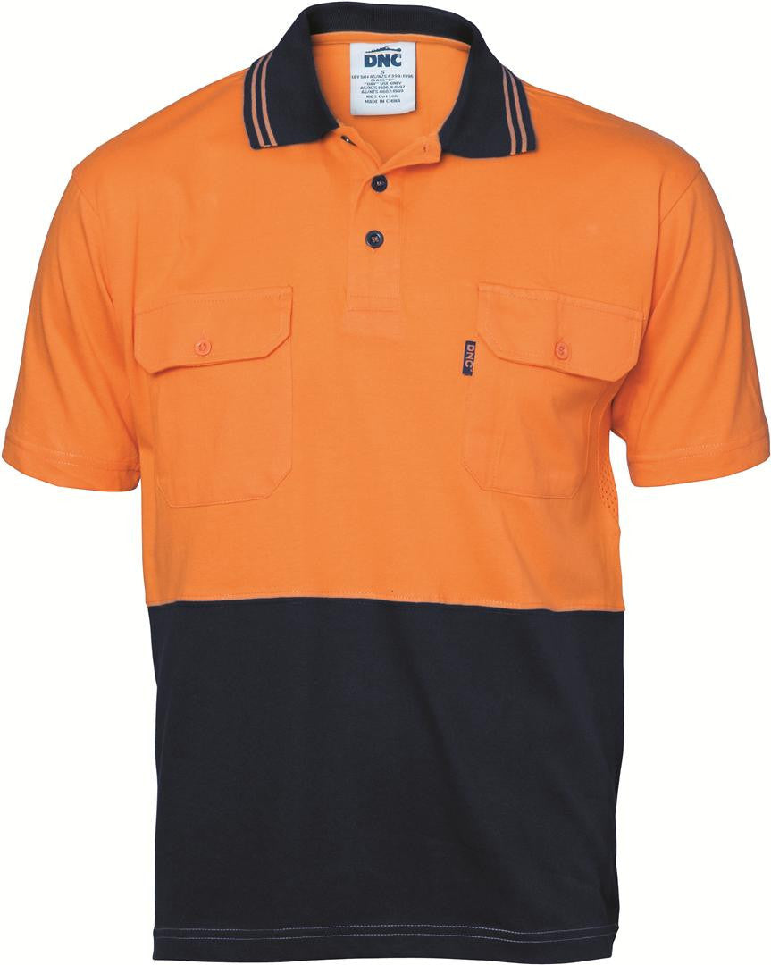 DNC Hi Vis Cool Breeze 2 Tone Cotton Jersey Polo Shirt With Twin Chest Pocket S/S (3943)