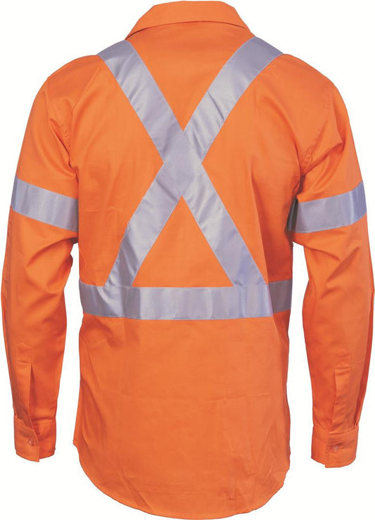 DNC Hi Vis Cool Breeze Cross Back Cotton Shirt With 3M R/Tape long sleeve (3946)