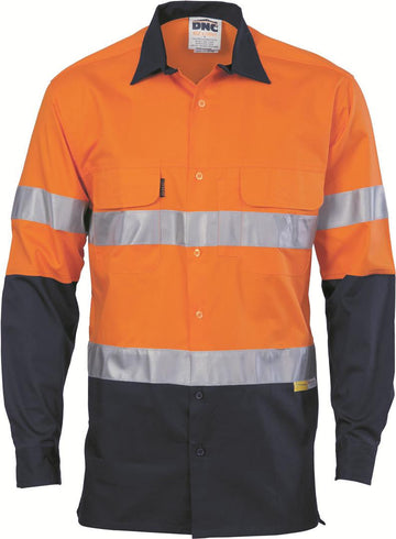 DNC Hi Vis 3 Way Cool Breeze Cotton Shirt With CSR/Tape Long Sleeve (3948)