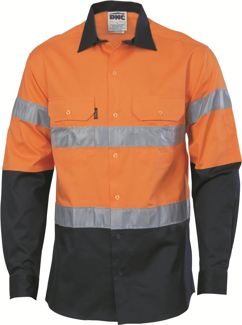 DNC Hi Vis Two Tone Cool Breeze Cotton Shirt With Generic R/Tape L/S (3966)