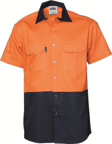 DNC Hi Vis 2 Tone Cotton Drill S/S Vented Shirt (3980)