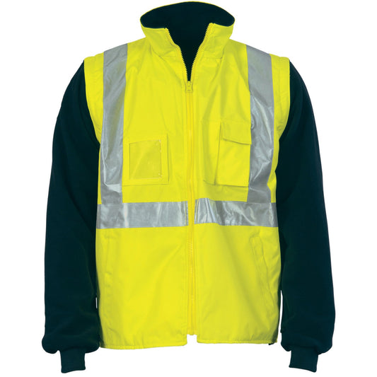 DNC Hi Vis Cross Back D/N "4 in 1" Zip Off Sleeve Reversible Vest (3994)