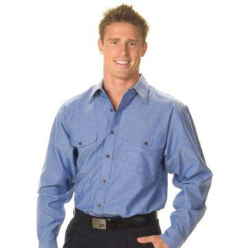DNC Men's Twin Flap Pocket L/S Cotton Chambray (4104)
