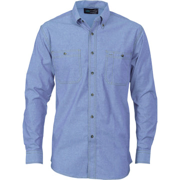 DNC Cotton Chambray L/S Shirt With Twin Pocket (4102)