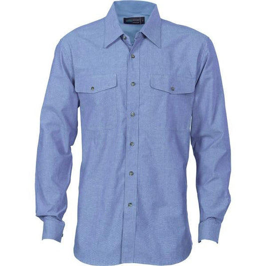 DNC Men's Twin Flap Pocket L/S Cotton Chambray (4104)