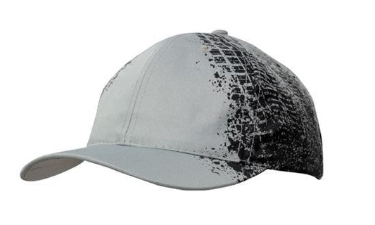 Headwear 6 Panel Breathable Poly Twill Cap With Tire Print (4186)