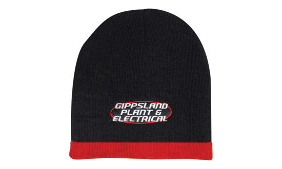 Headwear Roll Down Two Tone Acrylic Beanie Toque Hat (4188)