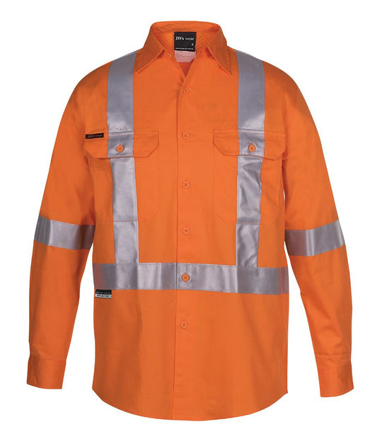JBs Wear Hi Vis (D+N) L/S 150G Cross Back Tape Shirt (6DCBL)