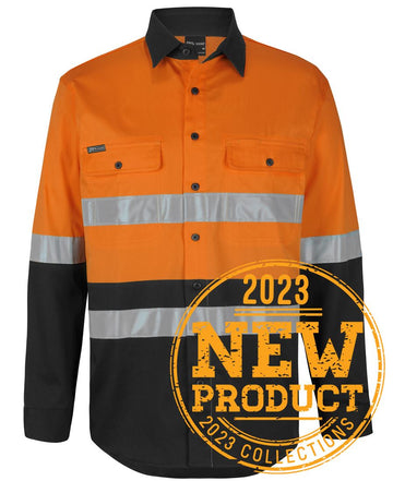 Jb's  Hi Vis (D+N) L/S Stretch Work Shirt With Tape (6DSWL)