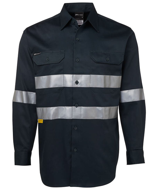 JBs Wear Hi Vis (D+N) Long Sleeve 190g Shirt With Tape - Adults (6HDNL)