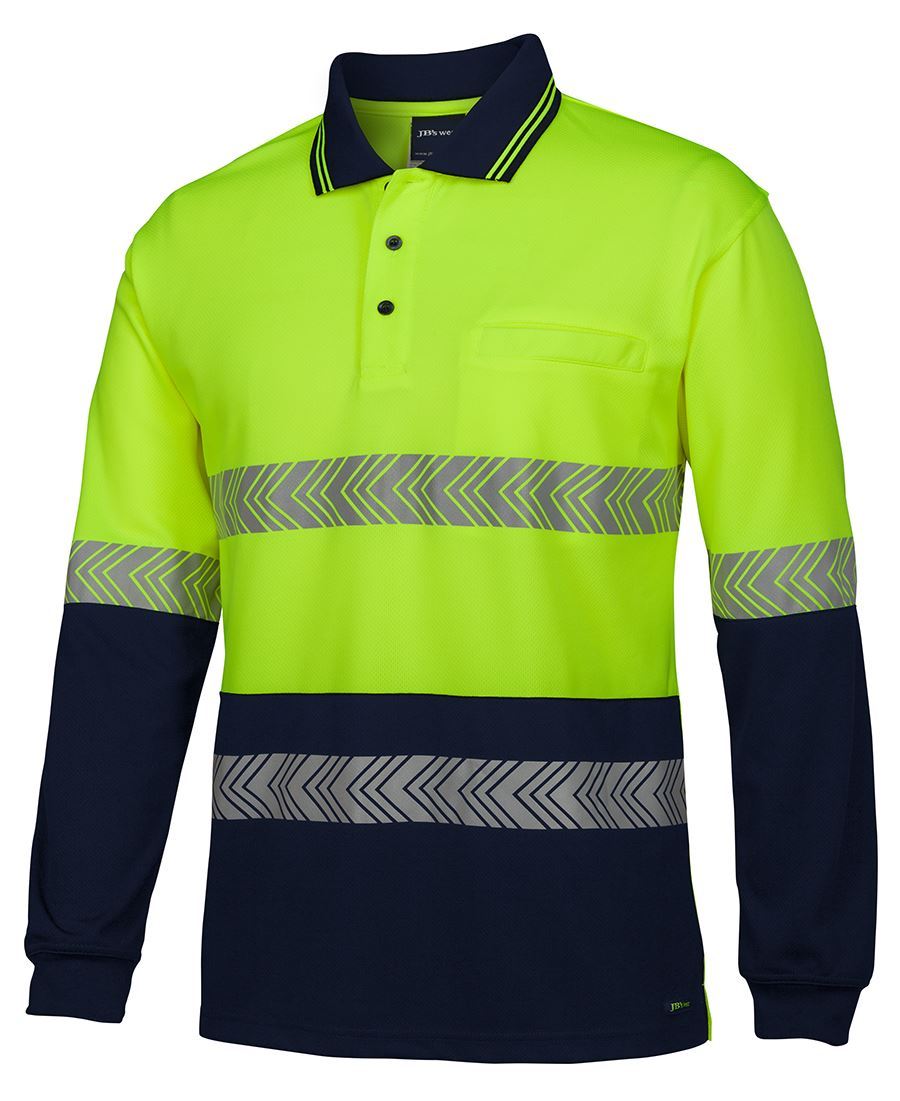 JBs Wear Hi Vis L/S Segmented Tape Polo (6HLST)
