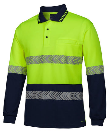 JBs Wear Hi Vis L/S Segmented Tape Polo (6HLST)
