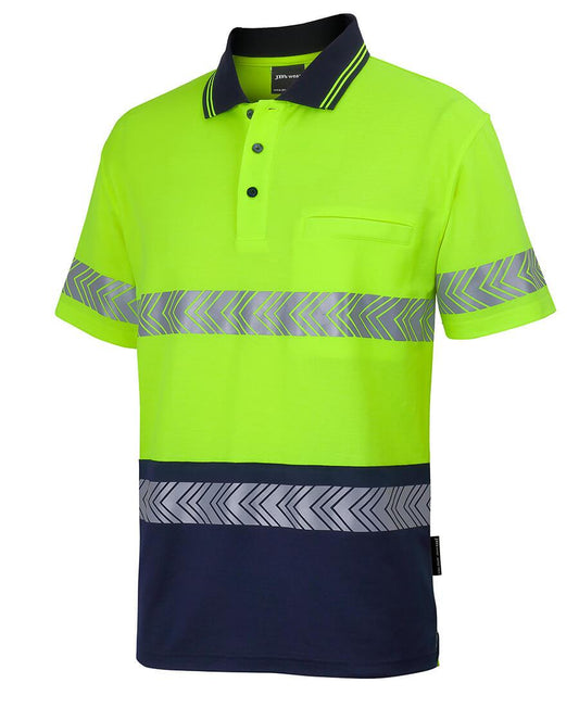JBs Wear Hi Vis (D+N) Cotton Back S/S Segmented Tape Polo (6HMSS)