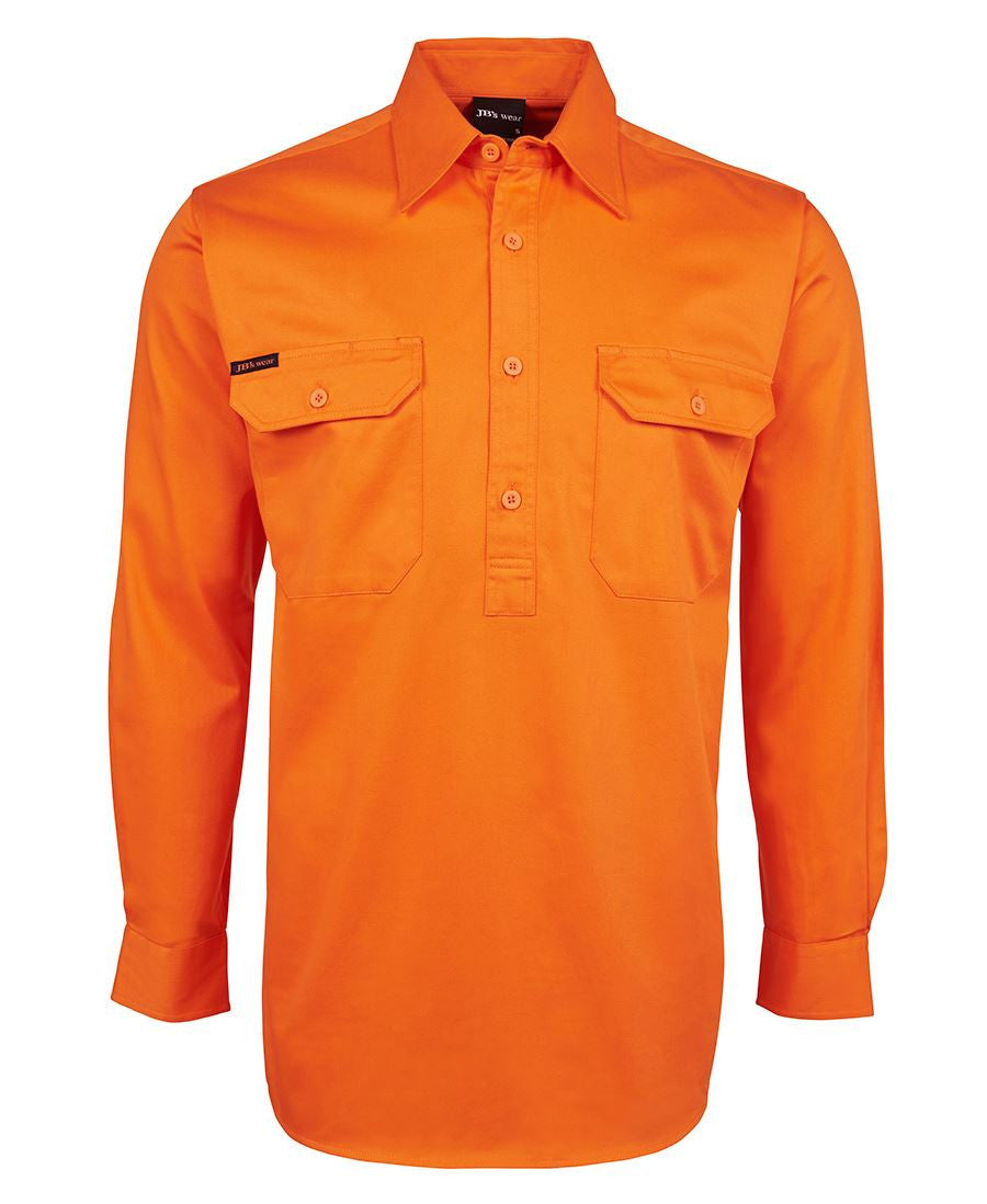 JBs Wear Hi Vis L/S 190g Close Front Shirt (6HVCF)