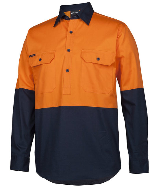 JBs Wear Hi Vis Close Front L/S 150G Work Shirt (6HVCS)