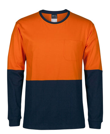 JBs Wear Hi Vis L/S Crew Neck Cotton T-Shirt (6HVTN)