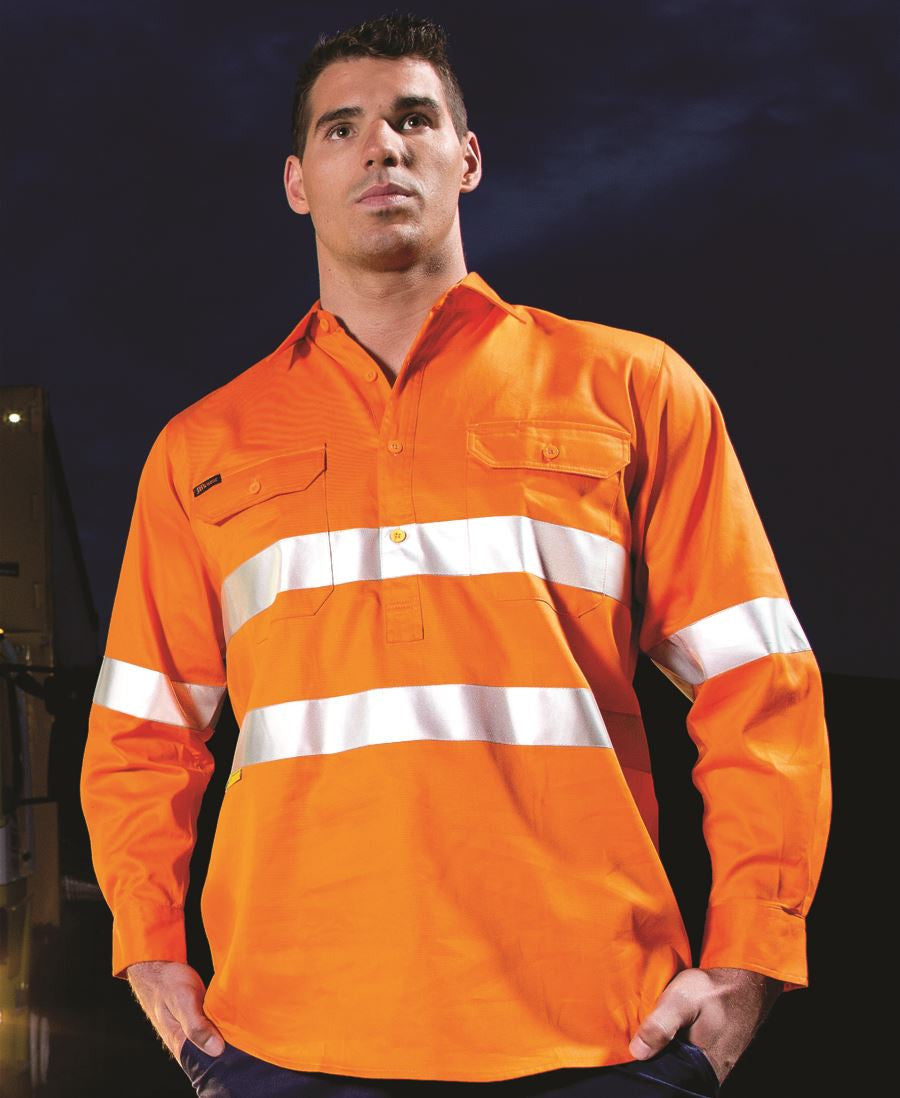 JBs Wear Hi Vis (D+N) Close Front L/S Shirt 190g - Adults (6HWCF)