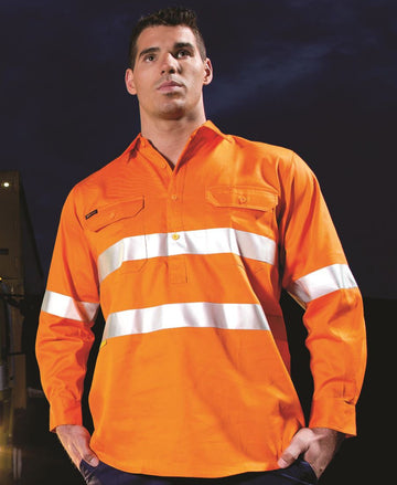 JBs Wear Hi Vis (D+N) Close Front L/S Shirt 190g - Adults (6HWCF)