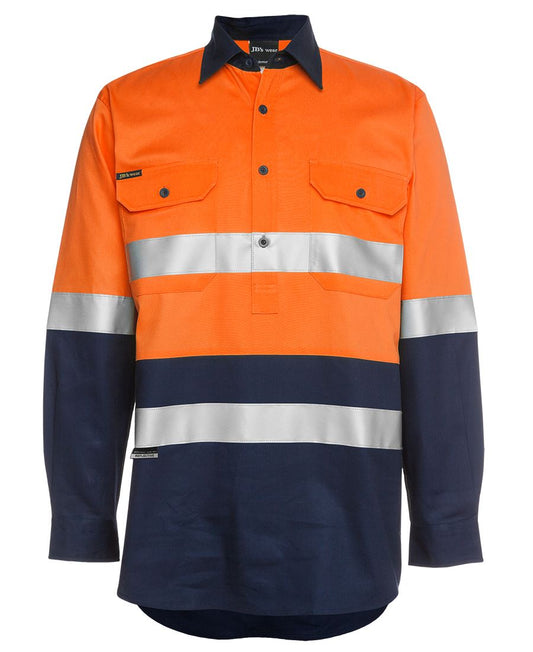 JBs Wear Hi Vis (D+N) Close Front L/S Shirt 190g - Adults (6HWCF)