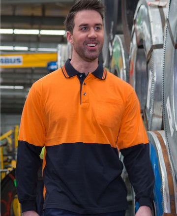 JBs Wear Hi Vis Long Sleeve Cotton Polo - Adults (6CPHL)