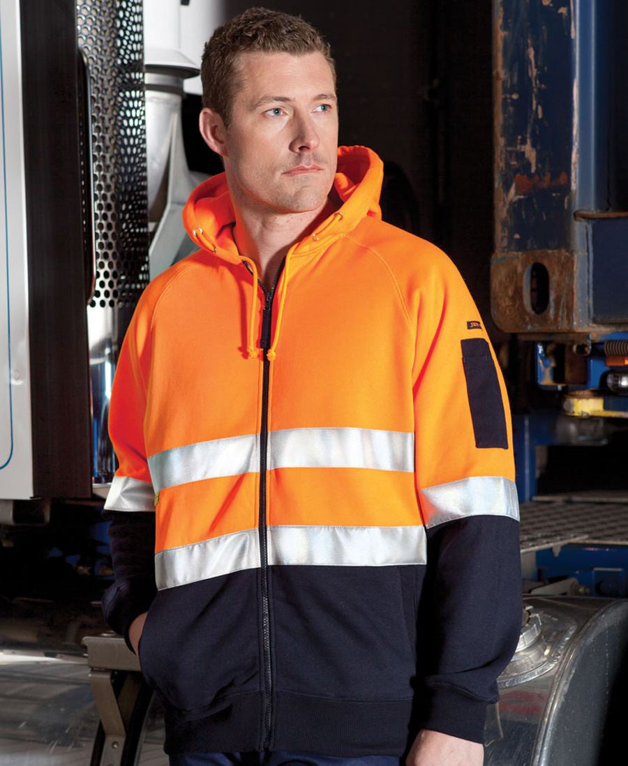 JBs Wear Hi Vis (D+N) Full Zip Fleecy Hoodie (6DNH)
